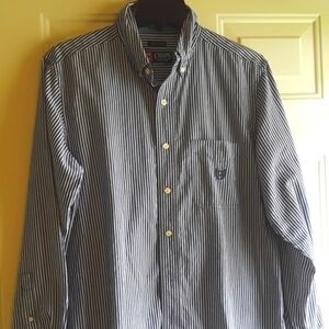 Men's Ralph Lauren Chaps Shirt Blue White Stripe Size Medium